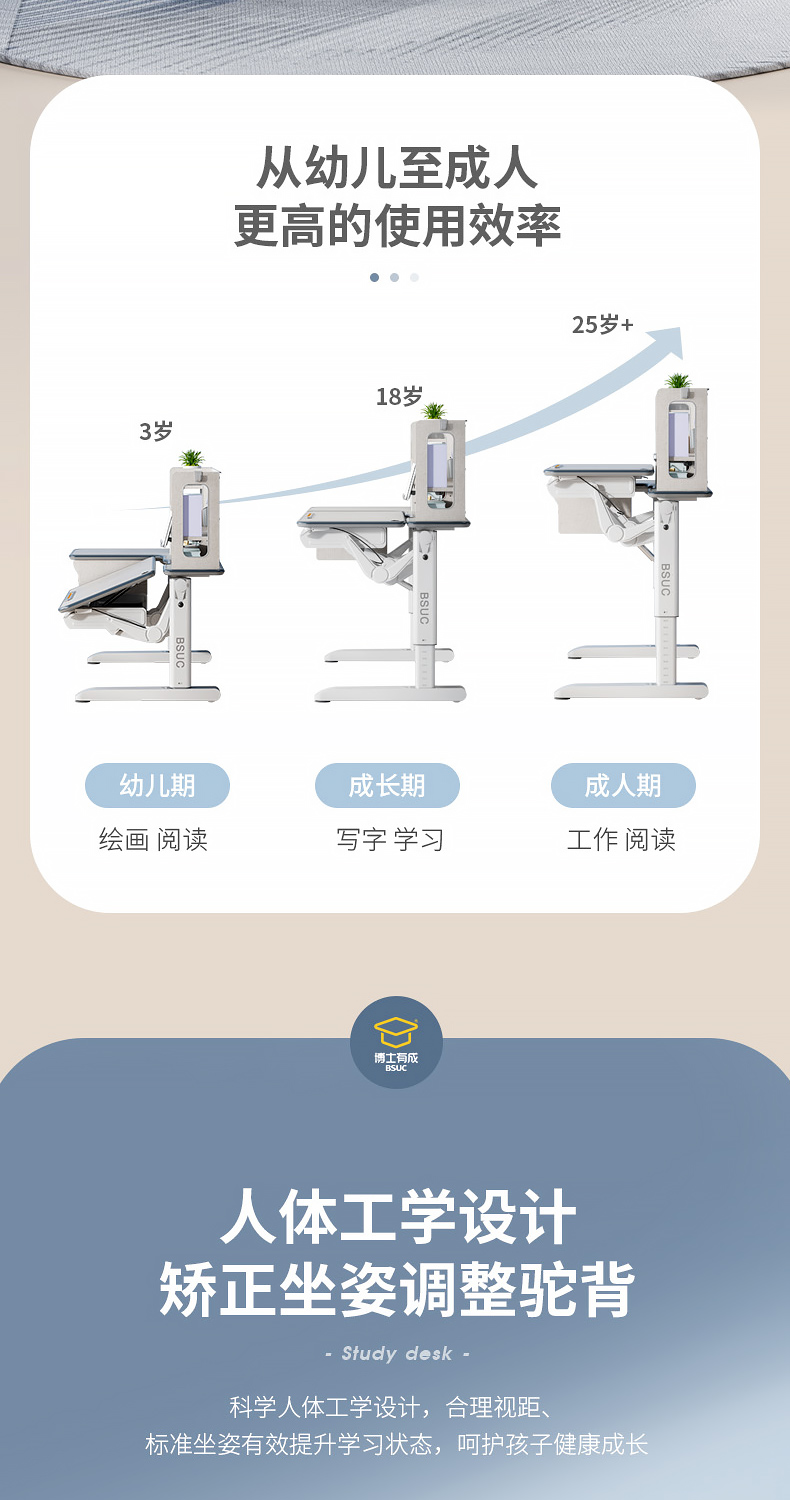 博士有成耶鲁12002学习桌，从小用到大